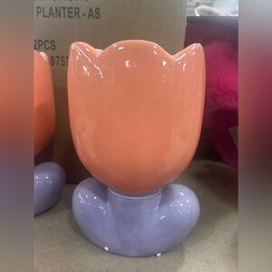 Orange and Lavender Ceramic Tulip Vase